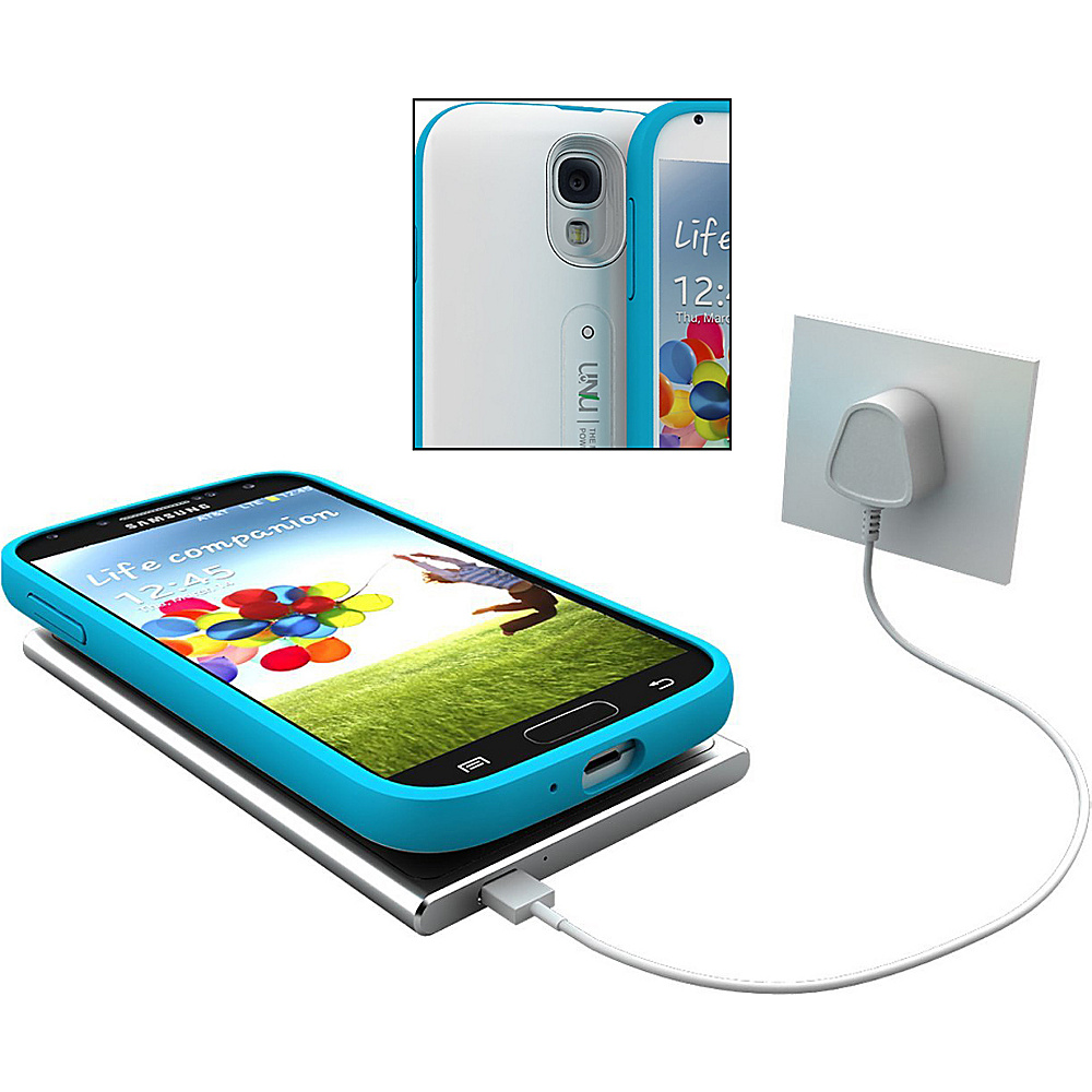 UNU Aero Samsung Galaxy S4 Battery with Wireless Charging Pad 2000 mAh White Blue UNU Electronic Cases