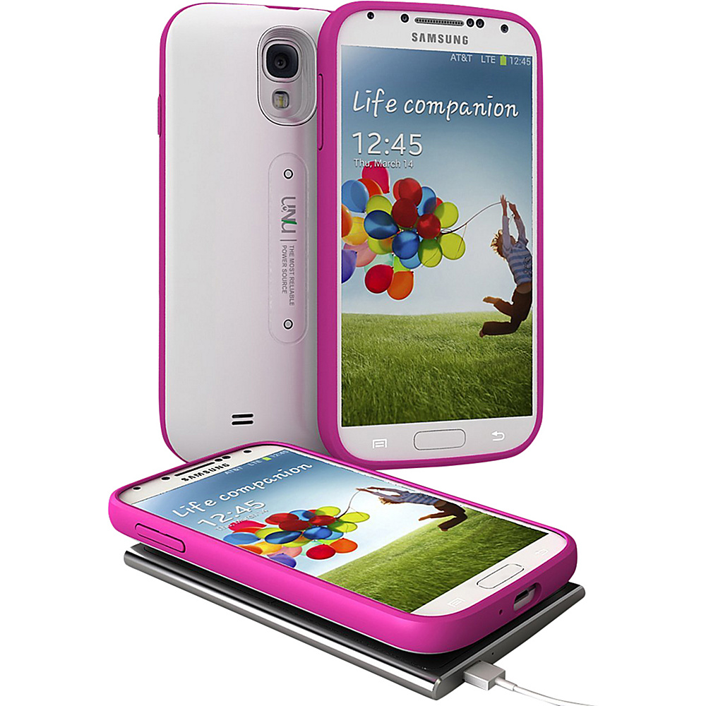 UNU Aero Samsung Galaxy S4 Battery with Wireless Charging Pad 2000 mAh White Magenta UNU Electronic Cases