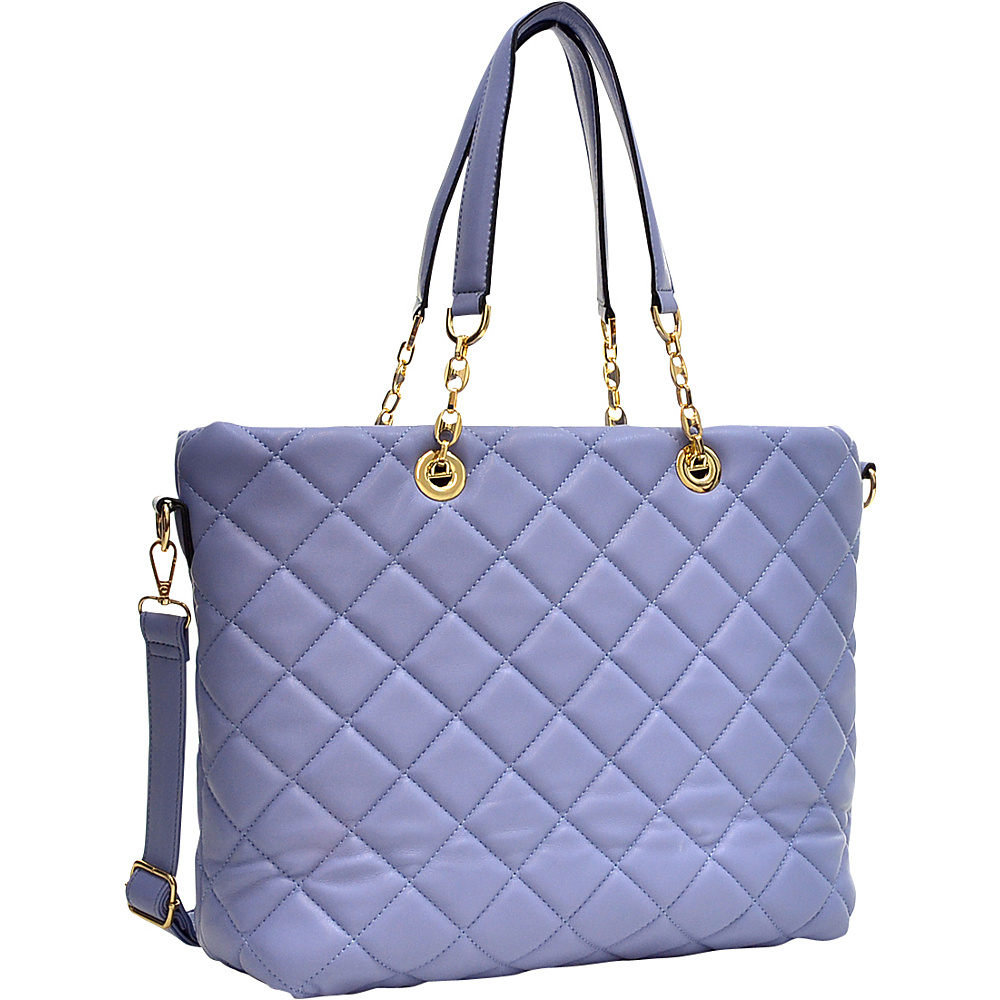 Dasein Quilted Tote with Chain Handles Lavender Dasein Manmade Handbags