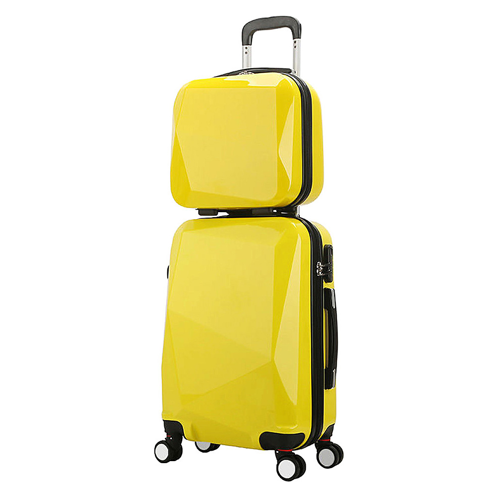 World Traveler Diamond 2 Piece Carry on Spinner Luggage Set Yellow World Traveler Luggage Sets