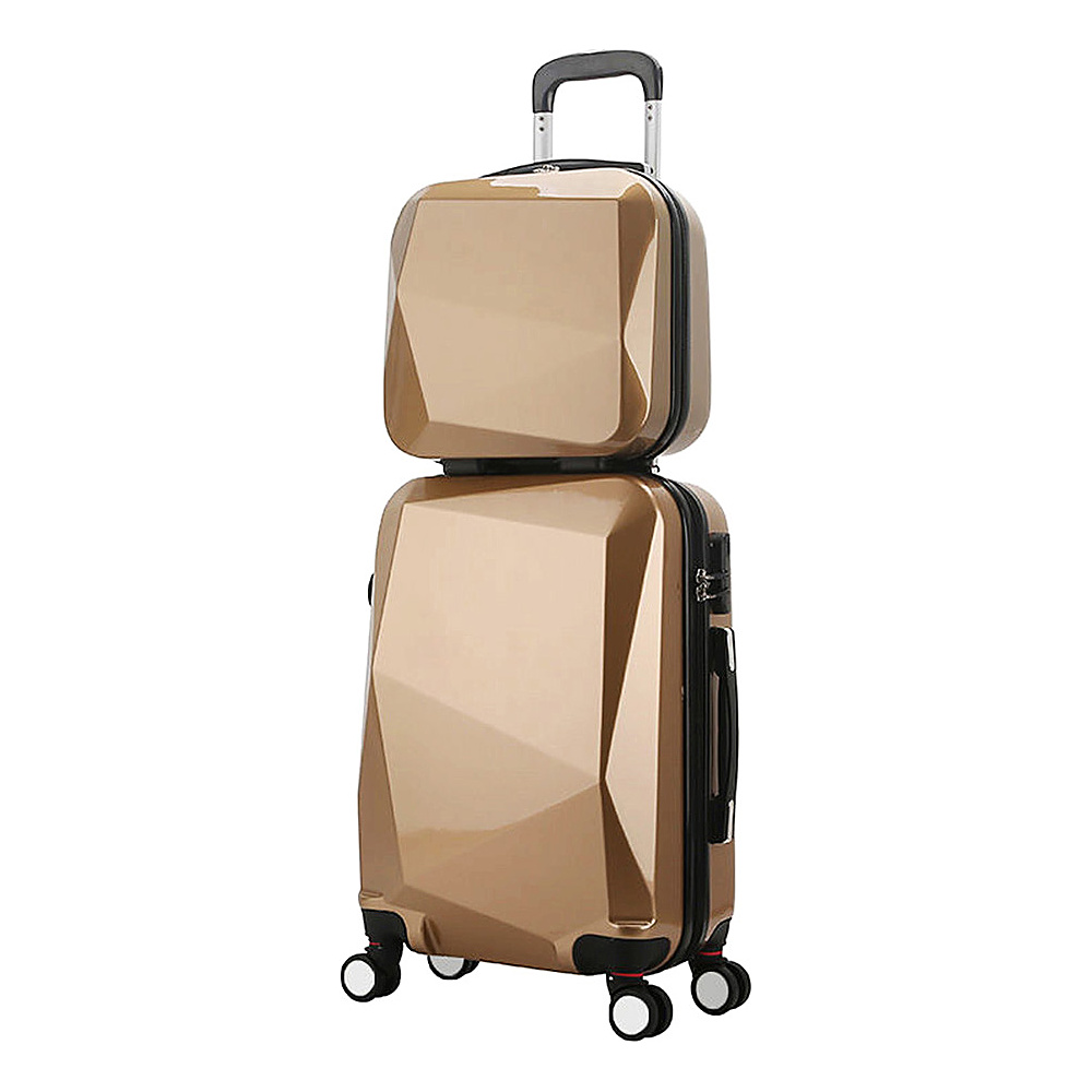World Traveler Diamond 2 Piece Carry on Spinner Luggage Set CHAMPAGNE World Traveler Luggage Sets