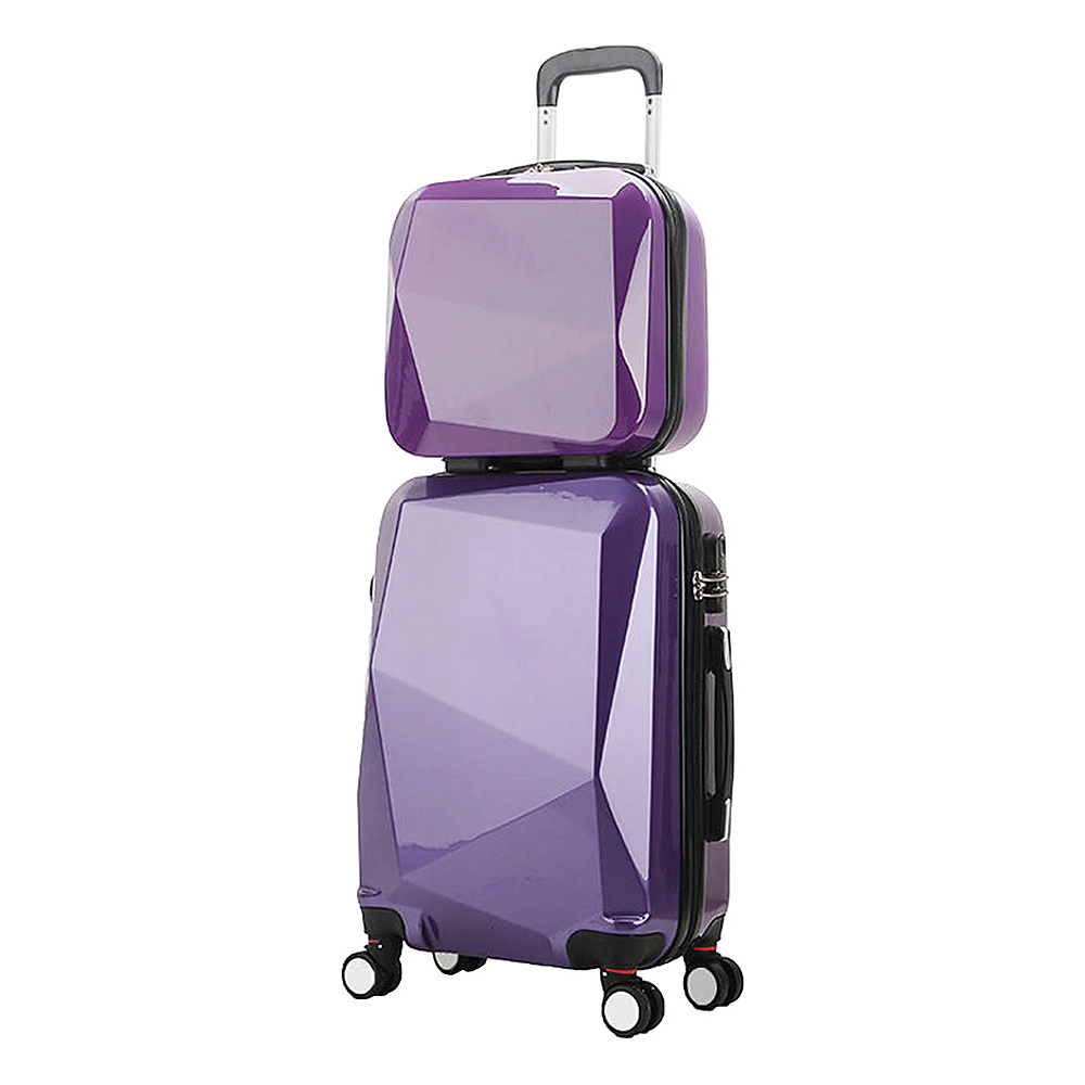 World Traveler Diamond 2 Piece Carry on Spinner Luggage Set PURPLE World Traveler Luggage Sets