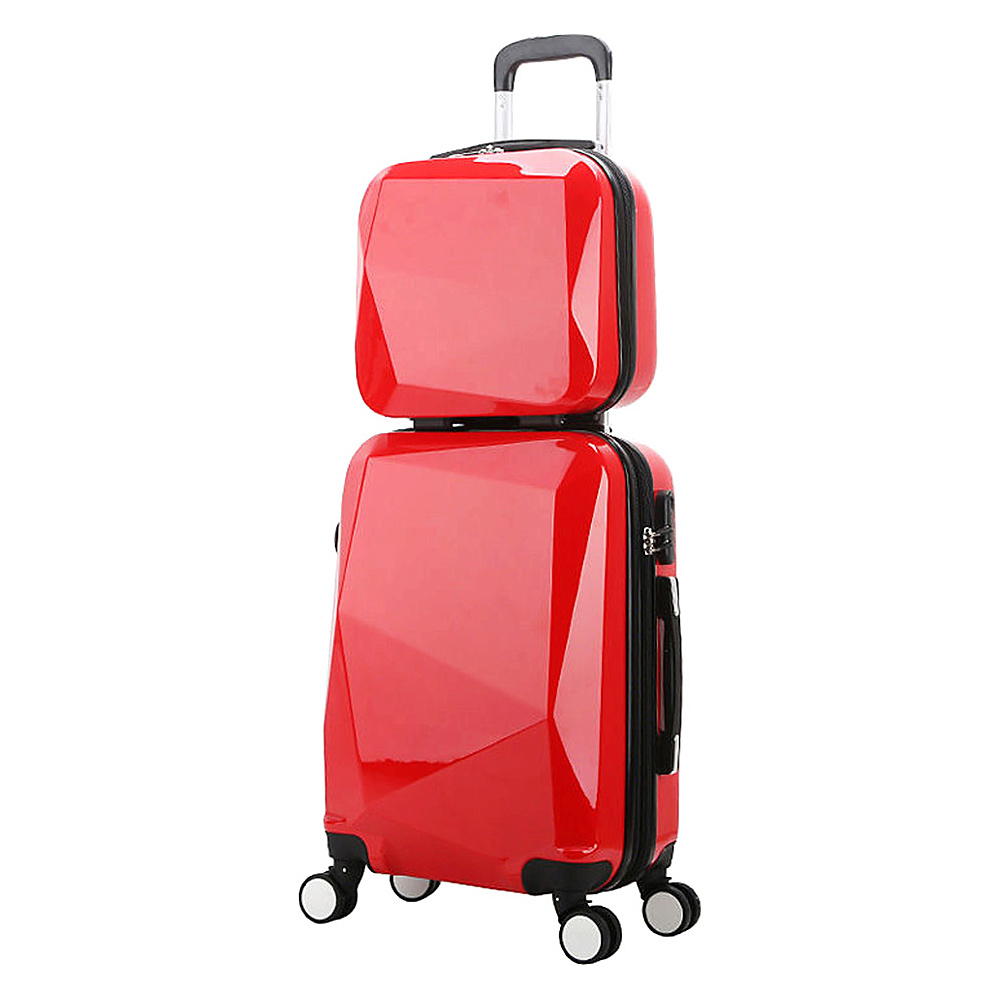 World Traveler Diamond 2 Piece Carry on Spinner Luggage Set Red World Traveler Luggage Sets
