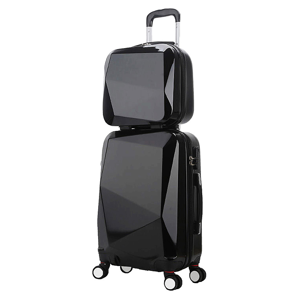 World Traveler Diamond 2 Piece Carry on Spinner Luggage Set Black World Traveler Luggage Sets