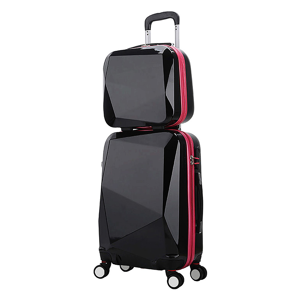 World Traveler Diamond 2 Piece Carry on Spinner Luggage Set BlackPink World Traveler Luggage Sets