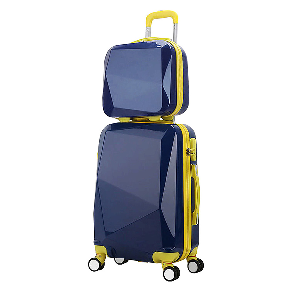 World Traveler Diamond 2 Piece Carry on Spinner Luggage Set Blue World Traveler Luggage Sets