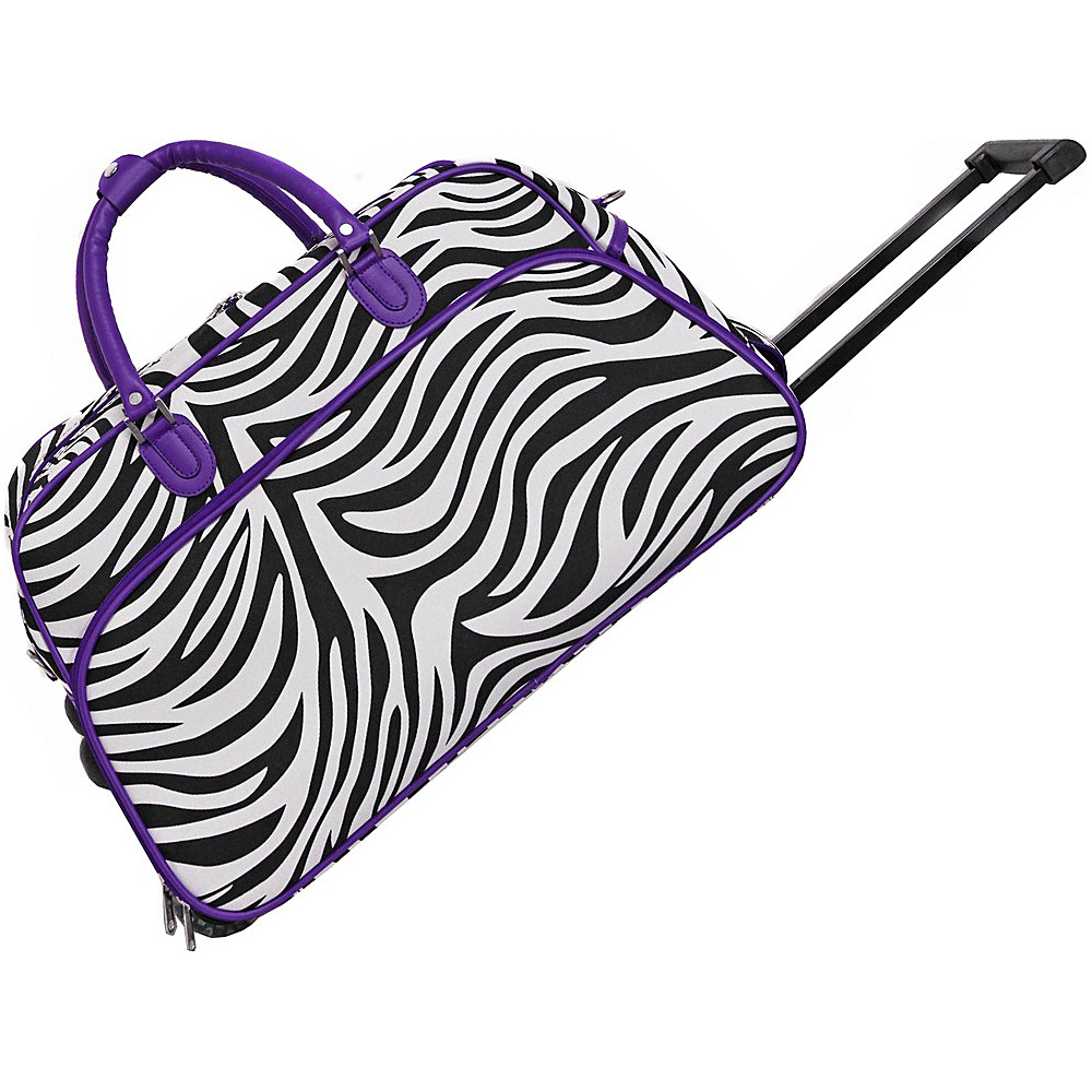 World Traveler Zebra 21 Rolling Duffel Bag Dark Purple Trim Zebra World Traveler Rolling Duffels