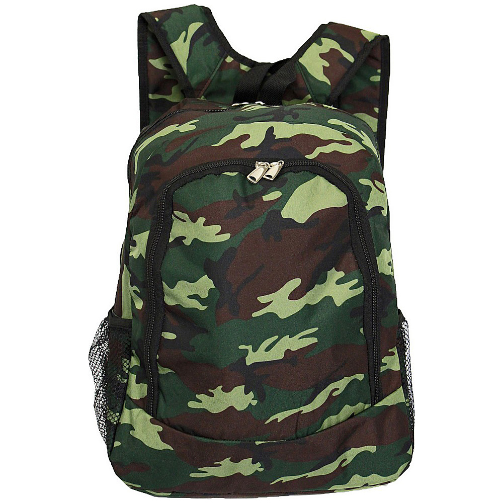 World Traveler Camouflage 16 Multipurpose Backpack Green Camo World Traveler School Day Hiking Backpacks