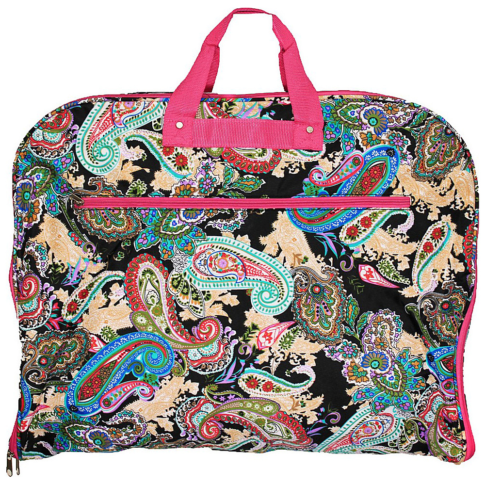 World Traveler Multi Paisley 40 Hanging Garment Bag Pink Trim Multi Paisley World Traveler Garment Bags