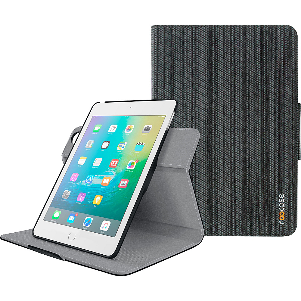 rooCASE Orb Folio Case for Apple iPad Mini 4 Canvas Black rooCASE Electronic Cases
