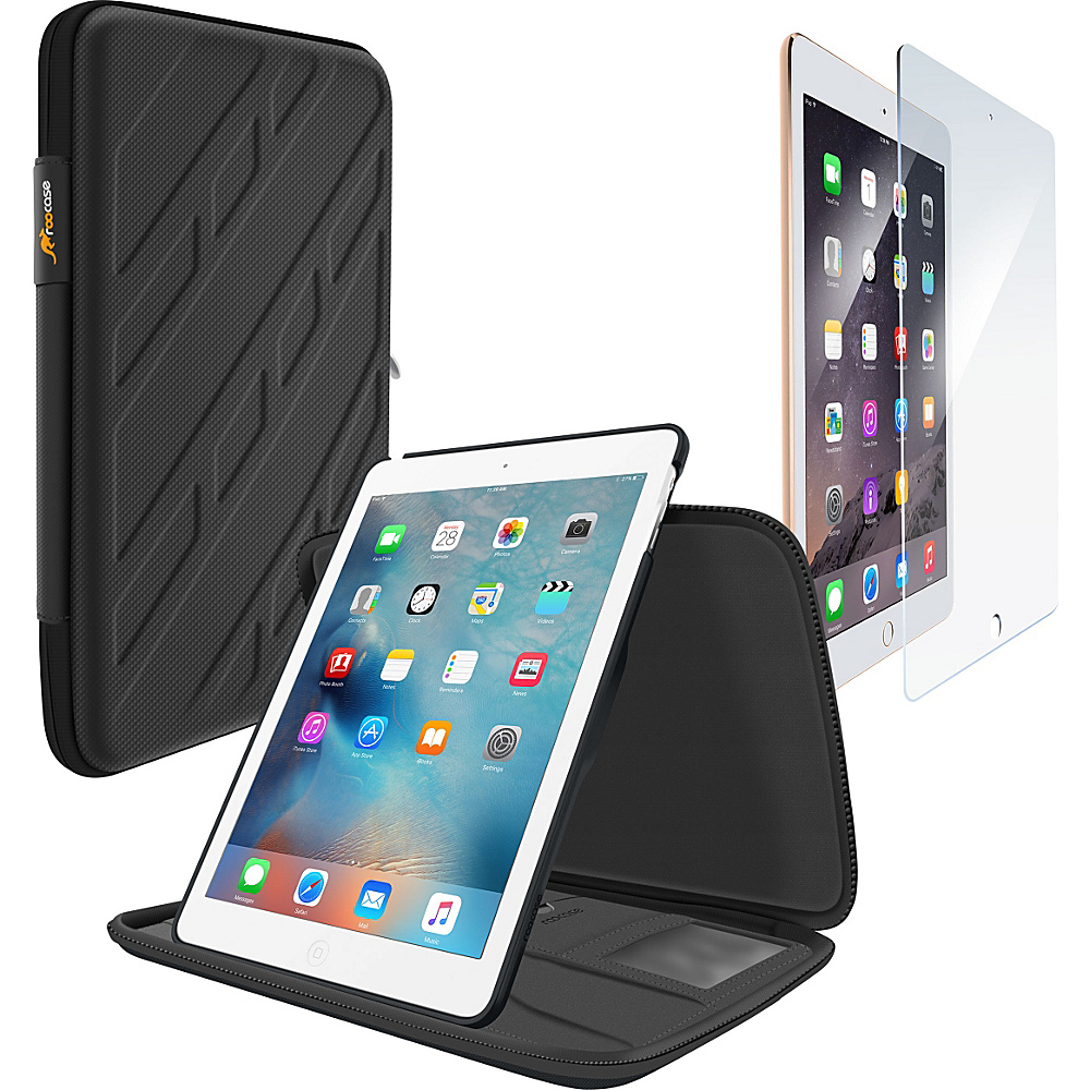 rooCASE Orb 360 Exec Portfolio Case Tempered Glass Screen Protector Bundle for Apple iPad Mini 4 3 2 1 Black rooCASE Electronic Cases