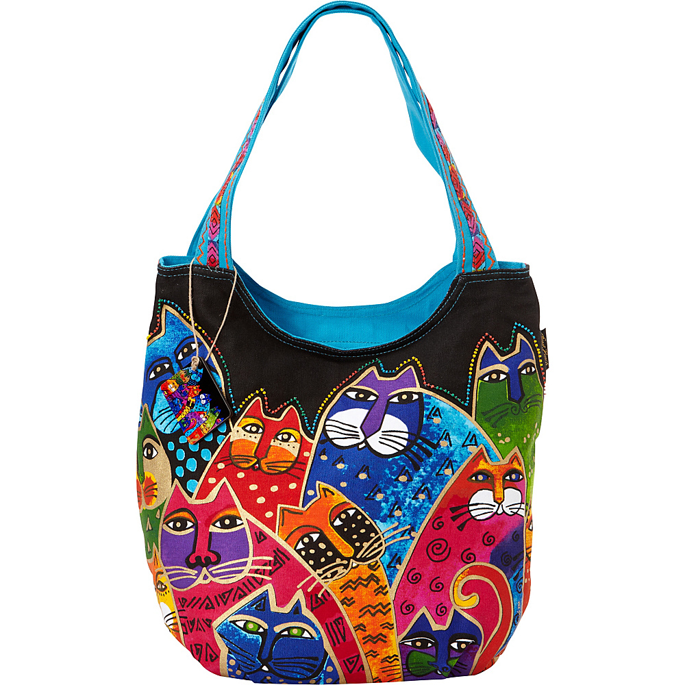 Laurel Burch Whiskered Family Scoop Tote Whiskered Family Laurel Burch Fabric Handbags