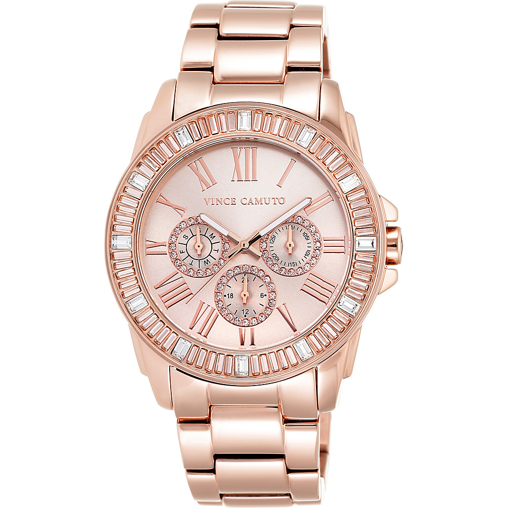 Vince Camuto Watches Women s Oversized Rose Gold Tone Baguette Crystal Watch Rose Gold Vince Camuto Watches Watches