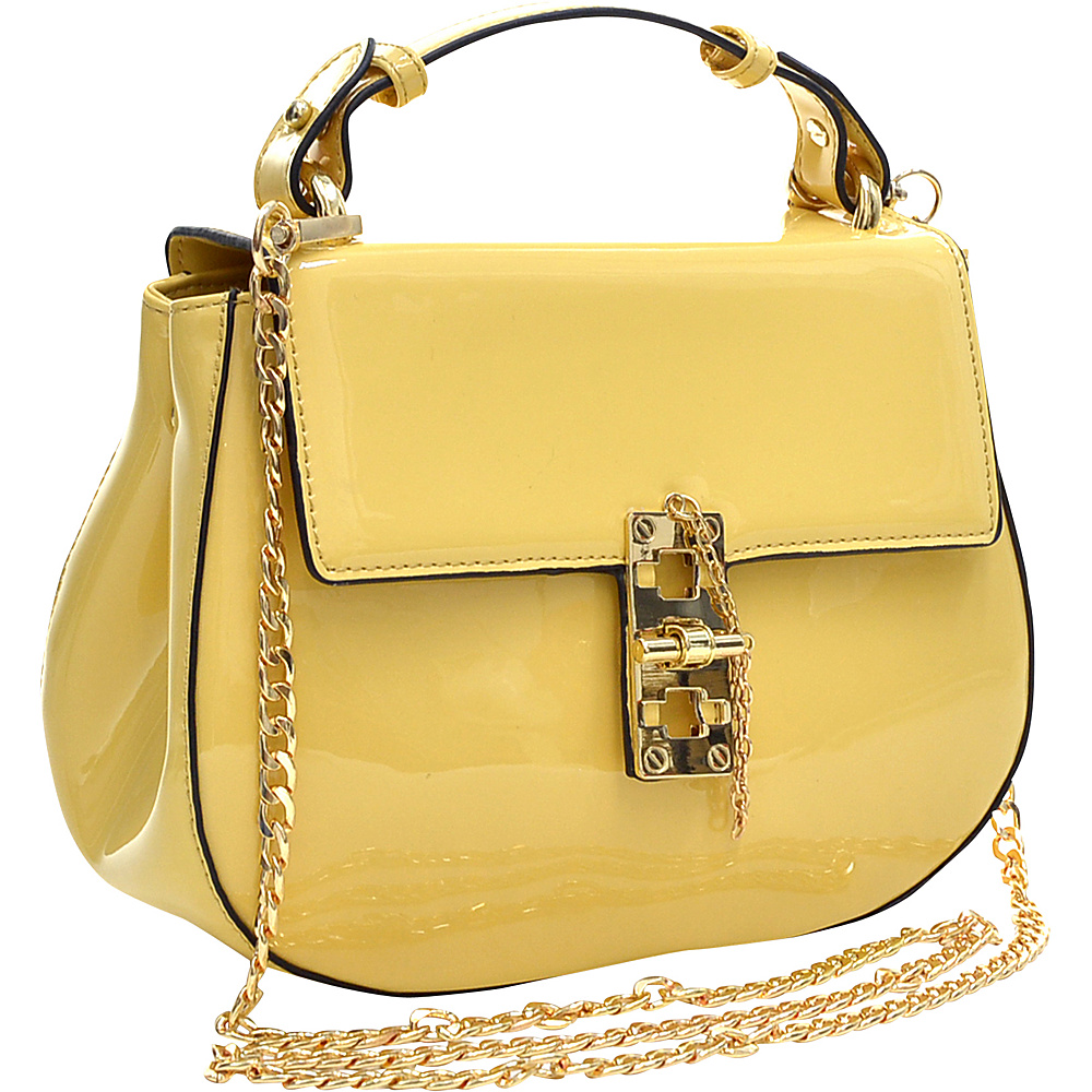 Dasein Patent Faux Leather Crossbody Yellow Dasein Manmade Handbags