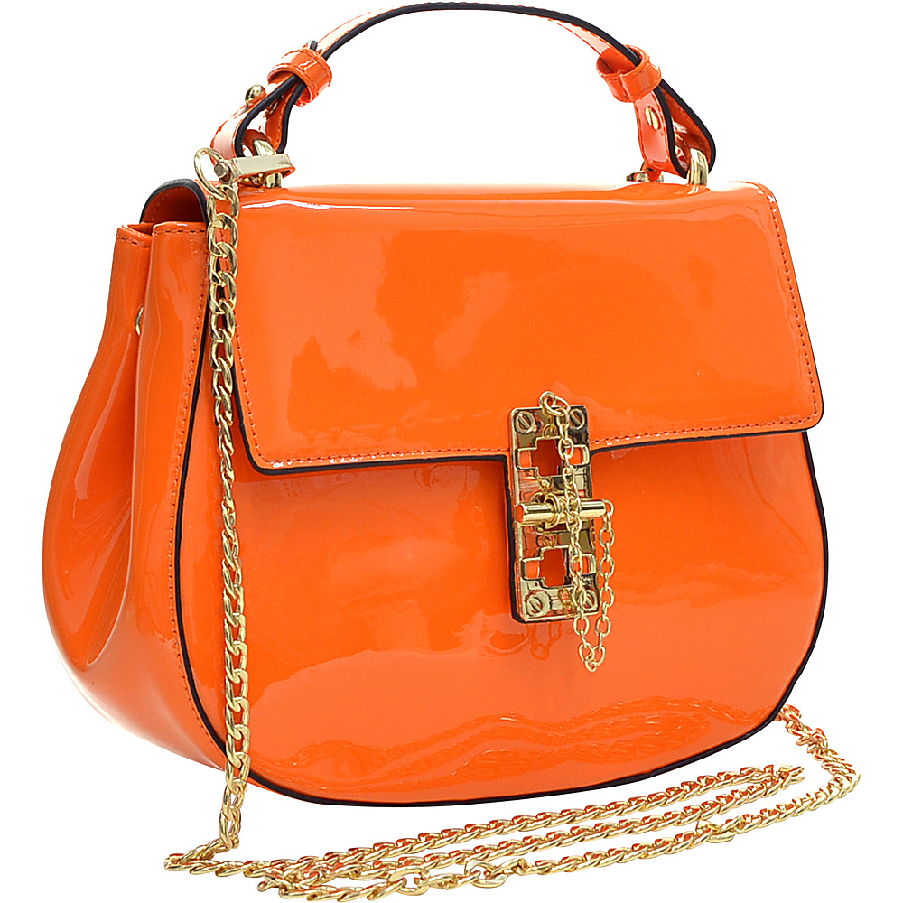 Dasein Patent Faux Leather Crossbody Orange Dasein Manmade Handbags