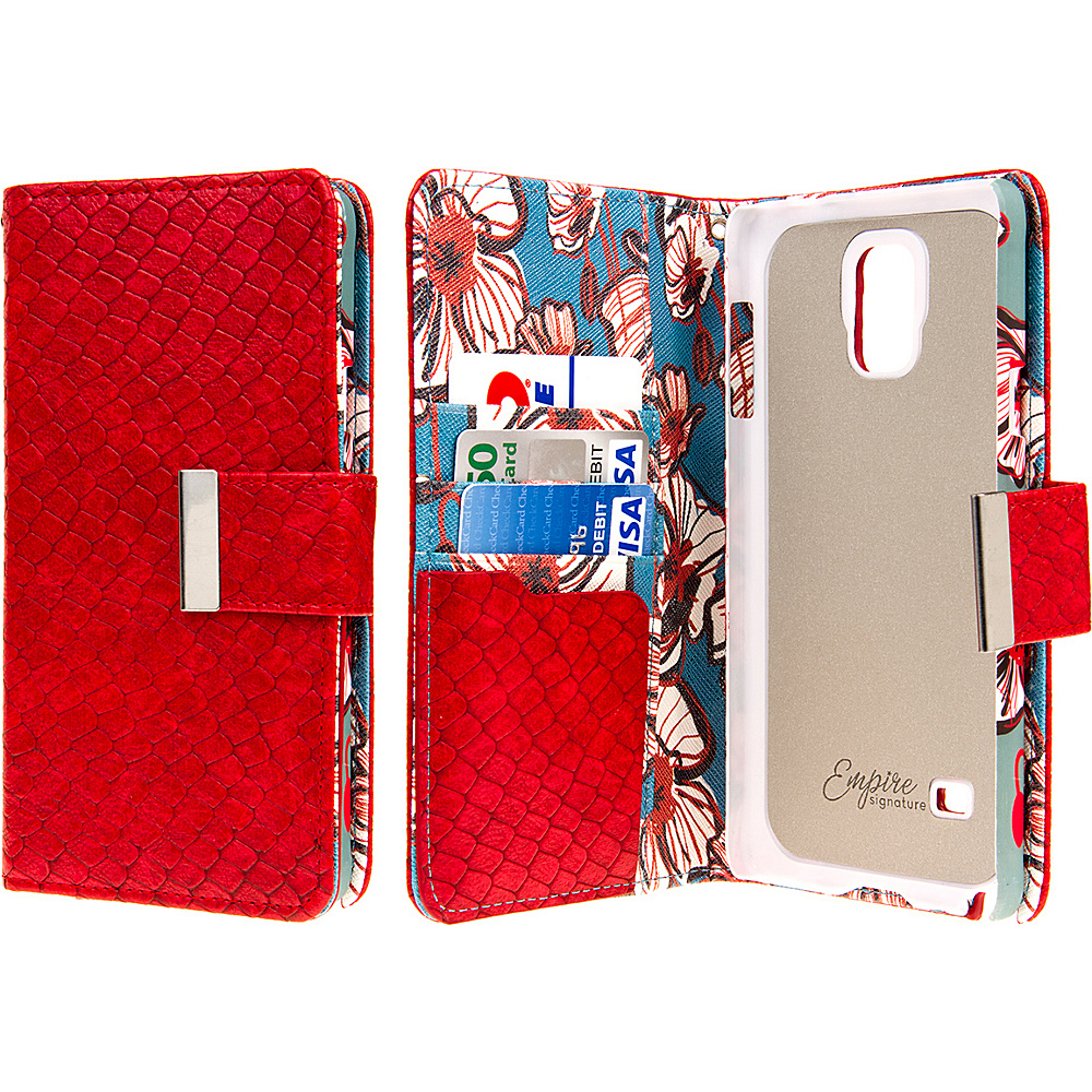 EMPIRE KLIX Klutch Designer Wallet Case Samsung Galaxy Note 4 Bold Teal Floral EMPIRE Electronic Cases