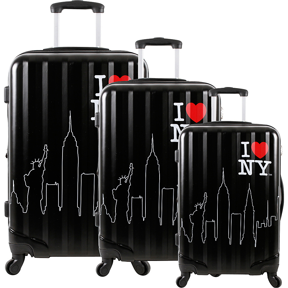 J World New York ILNY Cityscape 3 Piece Luggage Set Black J World New York Luggage Sets