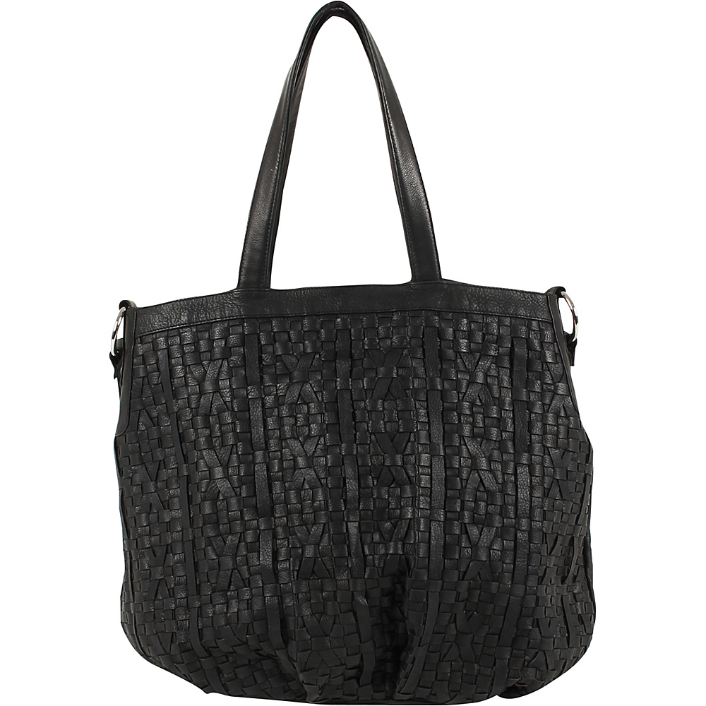 Day Mood Fleur Braided Shopper Tote Black Day Mood Leather Handbags