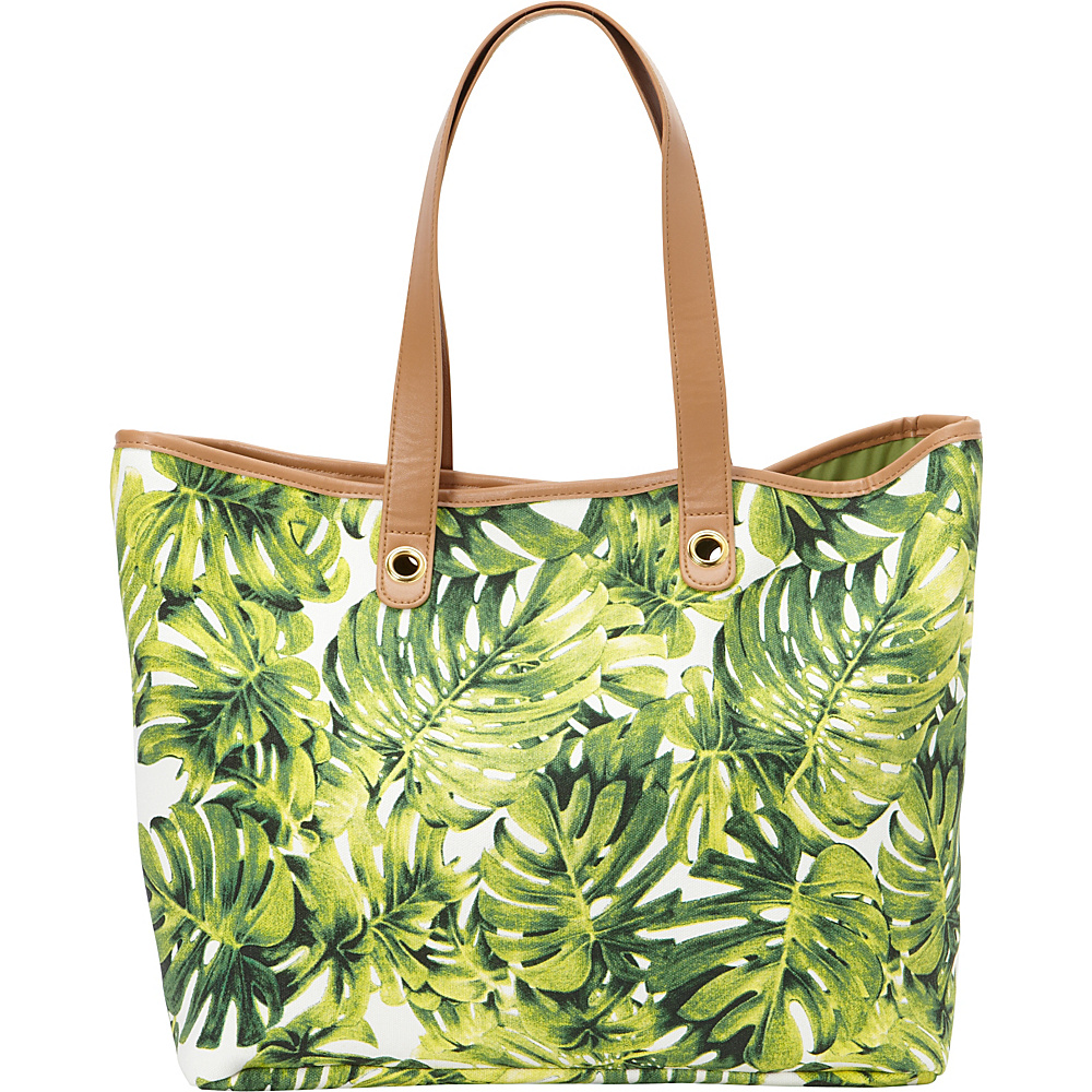 Magid Leaf Canvas Print Tote Green Magid Fabric Handbags