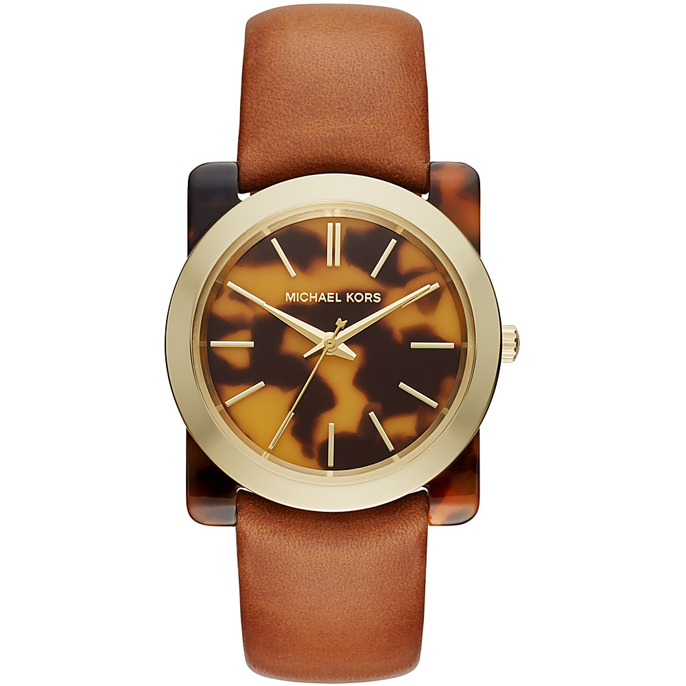 Michael Kors Watches Kempton Leather and Acetate 3 Hand Watch Brown Michael Kors Watches Watches