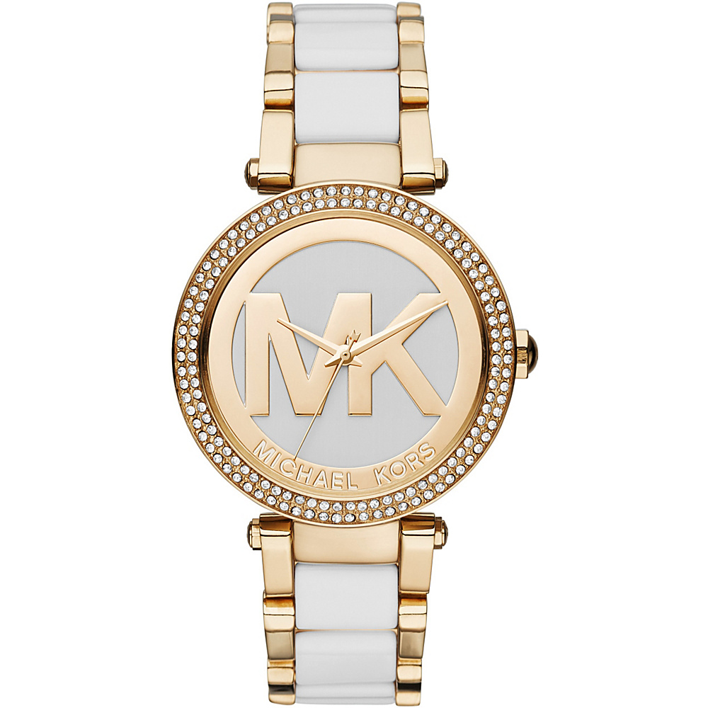 Michael Kors Watches Parker Gold Tone and White 3 Hand Watch Gold Michael Kors Watches Watches