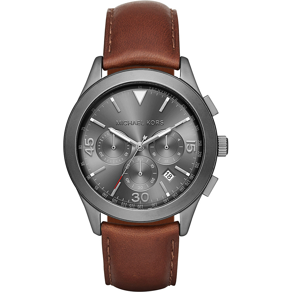 Michael Kors Watches Gareth Leather Chrono Watch Brown Gunmetal Michael Kors Watches Watches