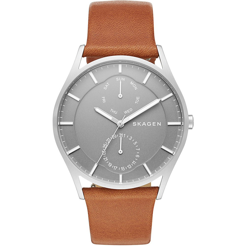 Skagen Holst Multifunction Leather Watch Brown Skagen Watches