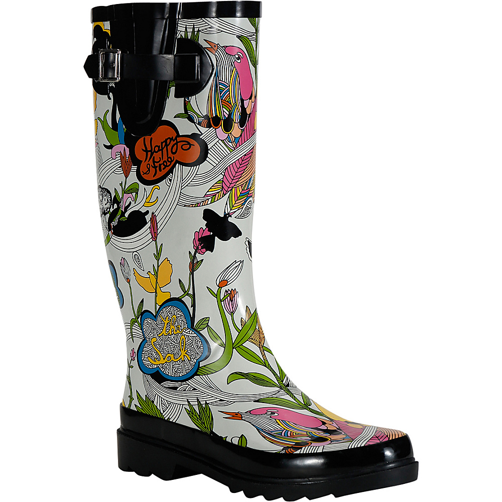 Sakroots Rhythm Rain Boot 10 M Regular Medium White Peace Sakroots Women s Footwear