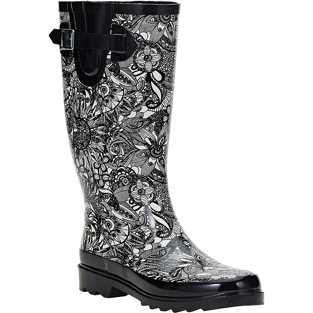 Sakroots Rhythm Rain Boot 6 M Regular Medium Black amp; White Spirit Sakroots Women s Footwear