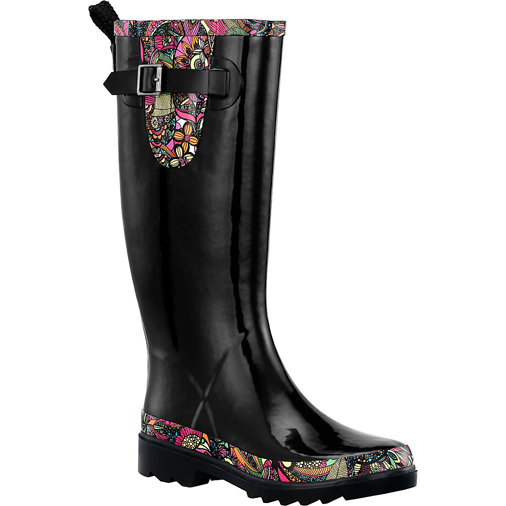 Sakroots Rhythm Rain Boot 8 M Regular Medium Black Rainbow Spirit Dese Sakroots Women s Footwear