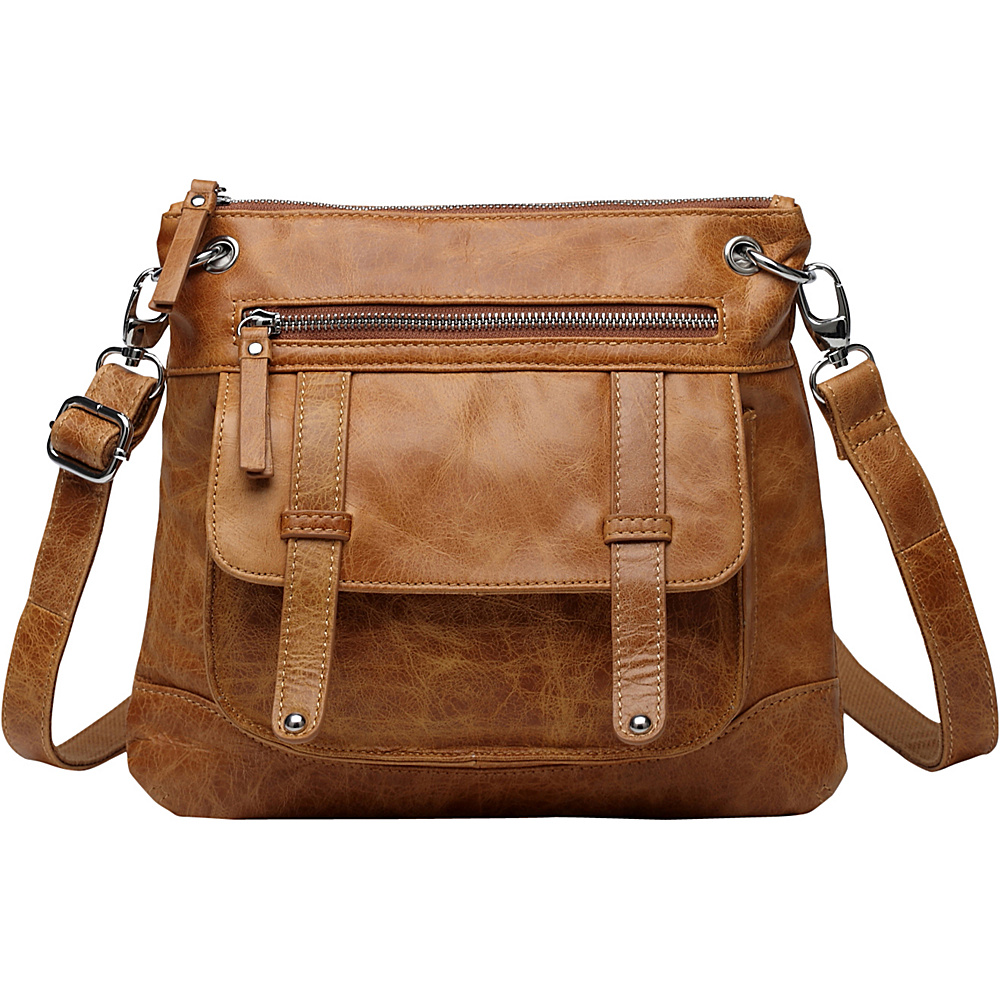 Vicenzo Leather Ella Distressed Leather Crossbody Handbag Brown Vicenzo Leather Leather Handbags
