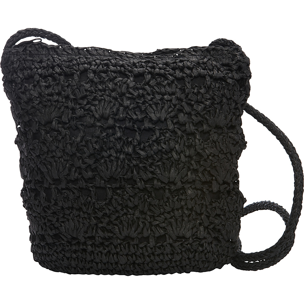 Magid Long Crochet Crossbody Black Magid Straw Handbags