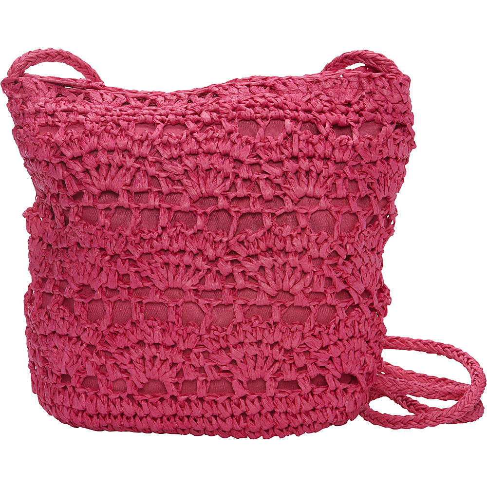 Magid Long Crochet Crossbody Fuchsia Magid Straw Handbags