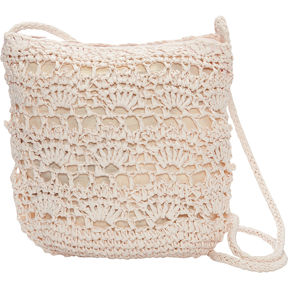 Magid Long Crochet Crossbody Pink Magid Straw Handbags