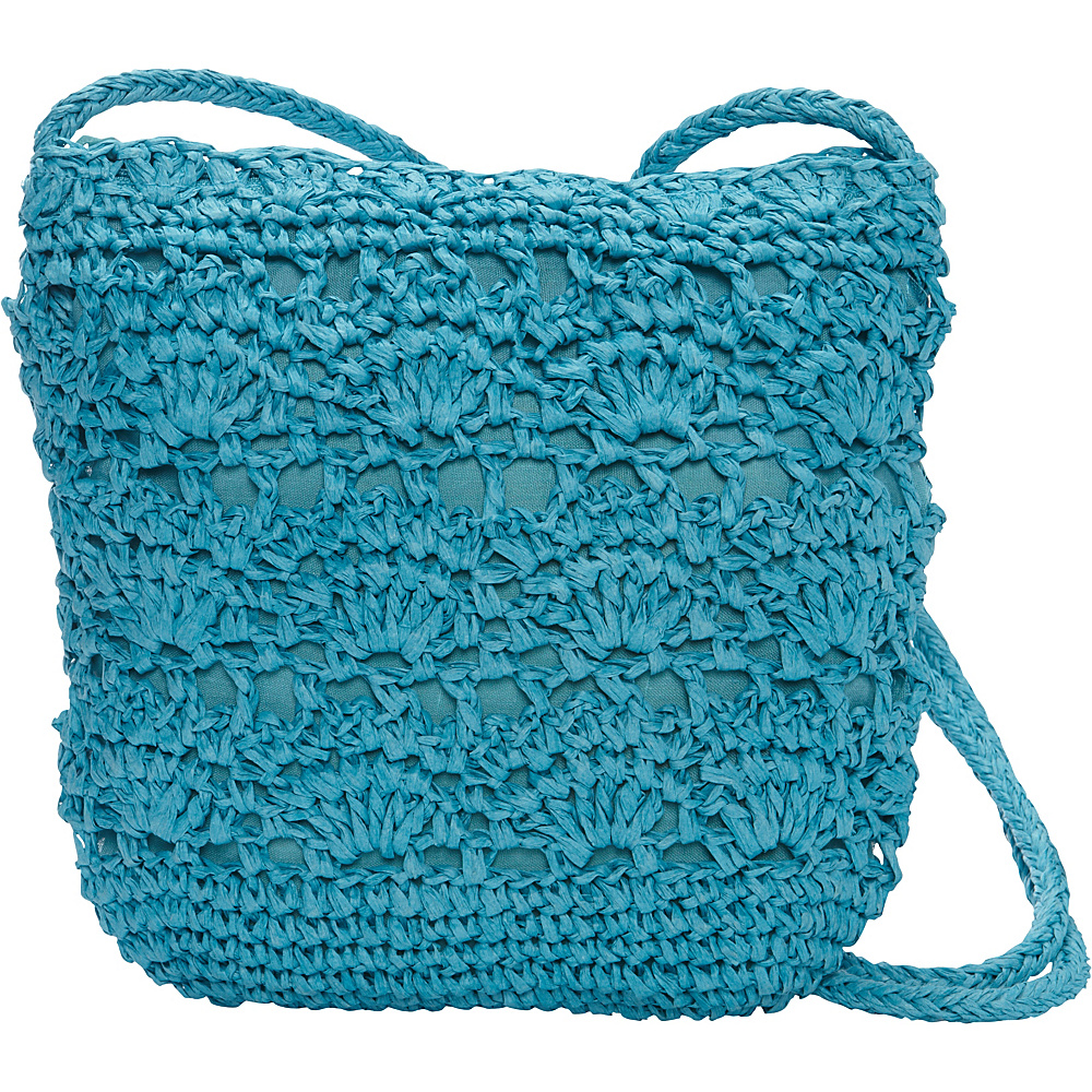 Magid Long Crochet Crossbody Turquoise Magid Straw Handbags