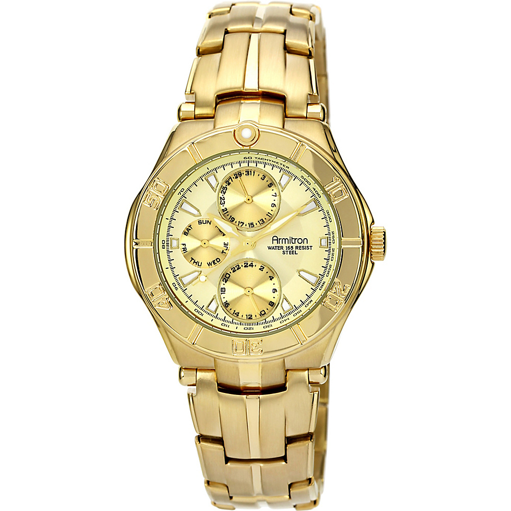 Armitron Mens Gold Tone Stainless Steel Multi Function Dress Watch Gold Armitron Watches