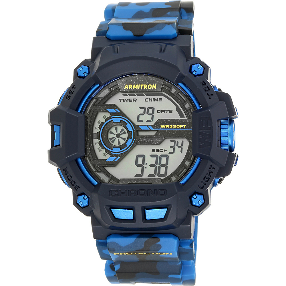 Armitron Sport Mens Digital Chronograph Grey Resin Strap Watch Blue Camoflauge Armitron Watches