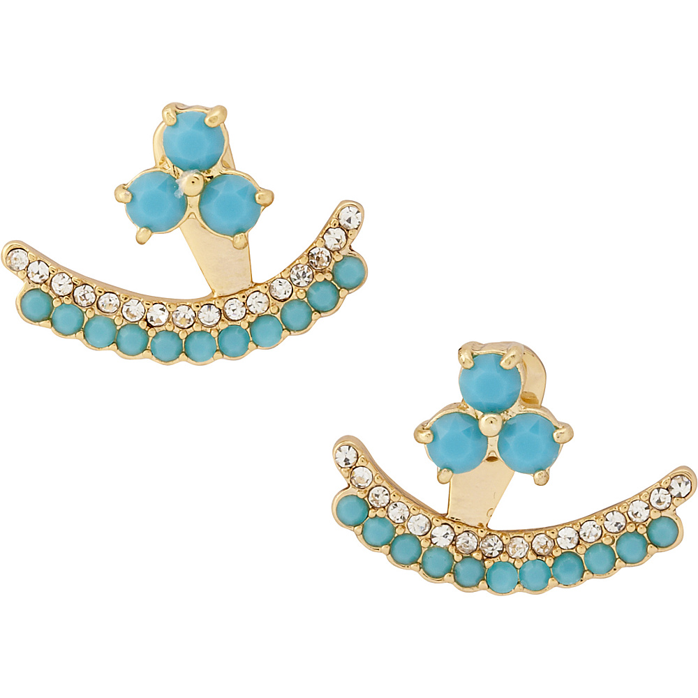 kate spade new york Dainty Sparklers Double Row Ear Jackets Turquoise Multi kate spade new york Jewelry