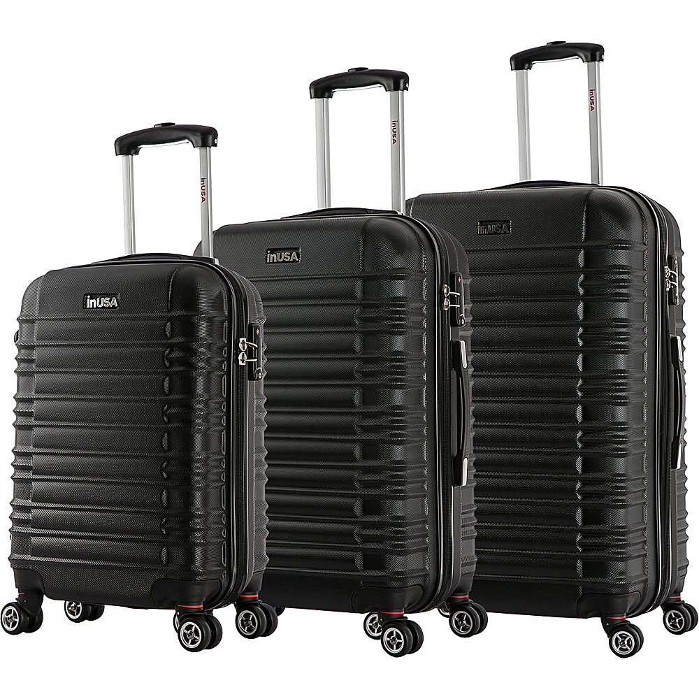 inUSA New York Collection 3 Piece Lightweight Hardside Spinner Luggage Set Black inUSA Luggage Sets