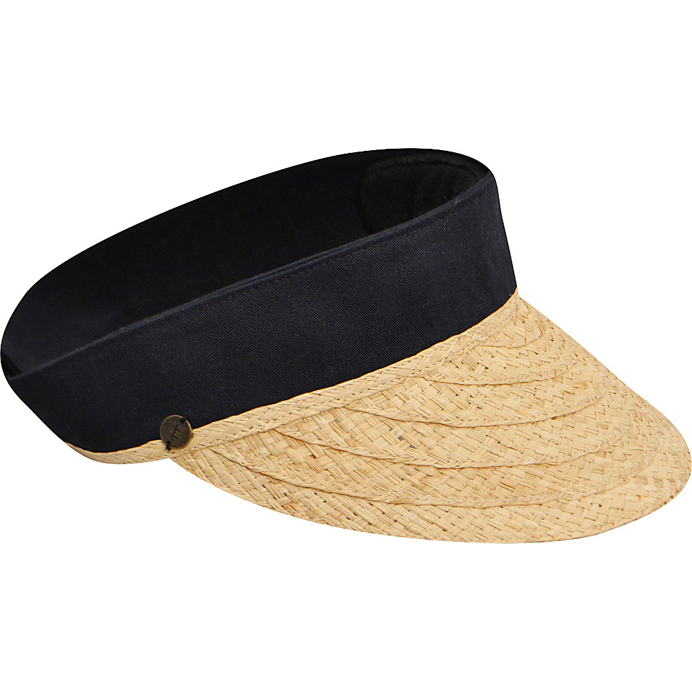 Karen Kane Hats Raffia Visor Hat Natural Navy Karen Kane Hats Hats Gloves Scarves