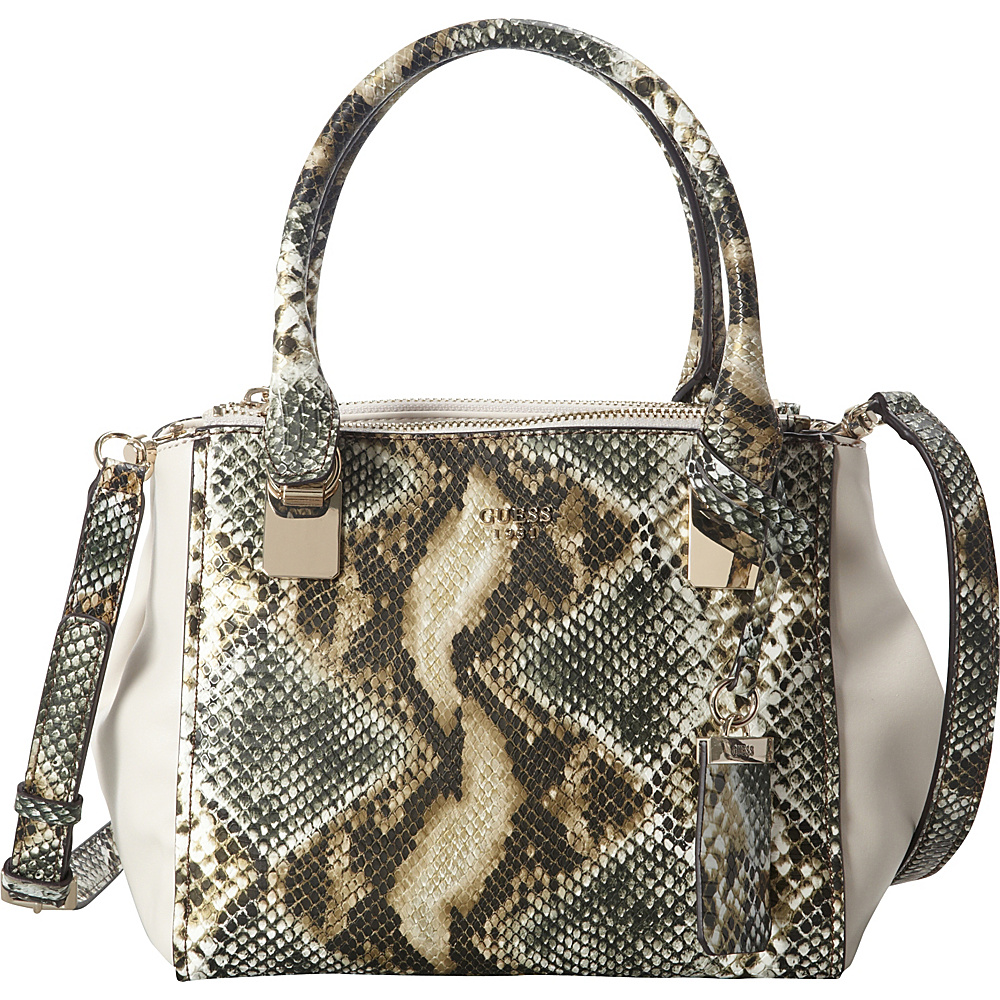 GUESS Camylle Small Status Satchel Olive Multi GUESS Manmade Handbags
