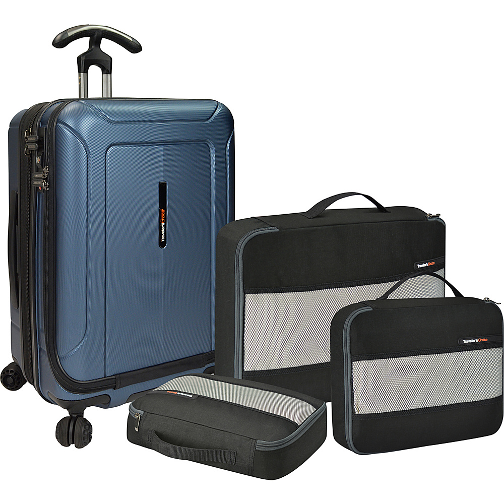 Traveler s Choice Barcelona 22 Polycarbonate Hardside Spinner Packing Cubes Set Blue Traveler s Choice Luggage Sets