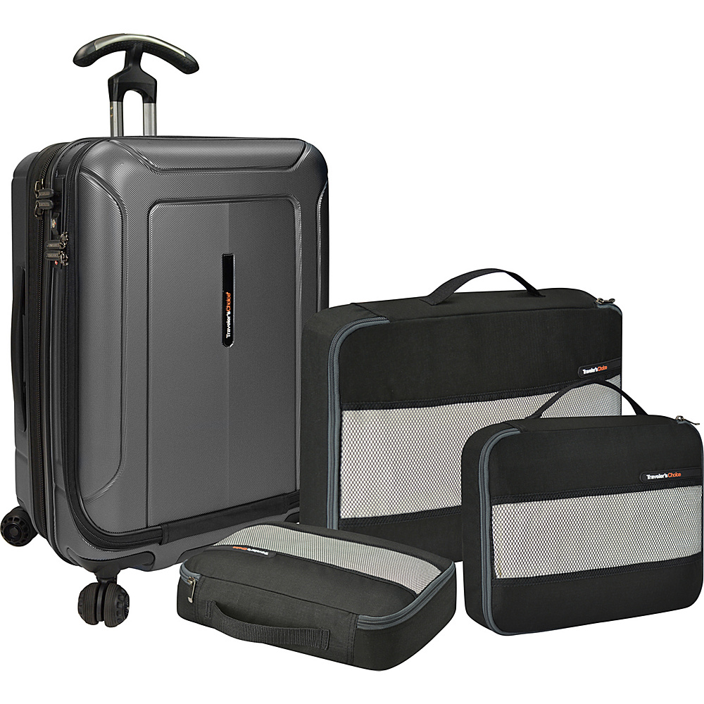 Traveler s Choice Barcelona 22 Polycarbonate Hardside Spinner Packing Cubes Set Gray Traveler s Choice Luggage Sets