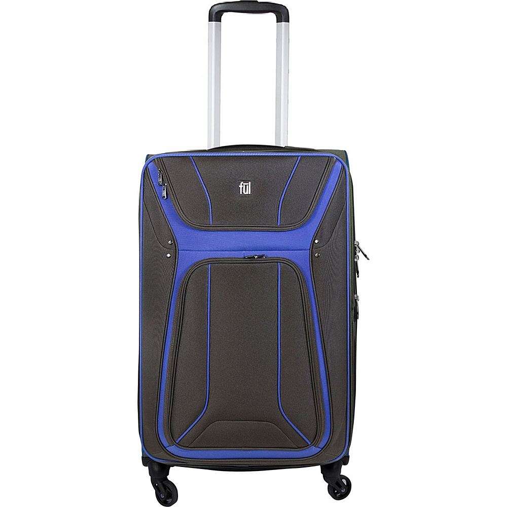 ful Delancey 28in Spinner Upright Softside Luggage Black and Blue ful Softside Checked