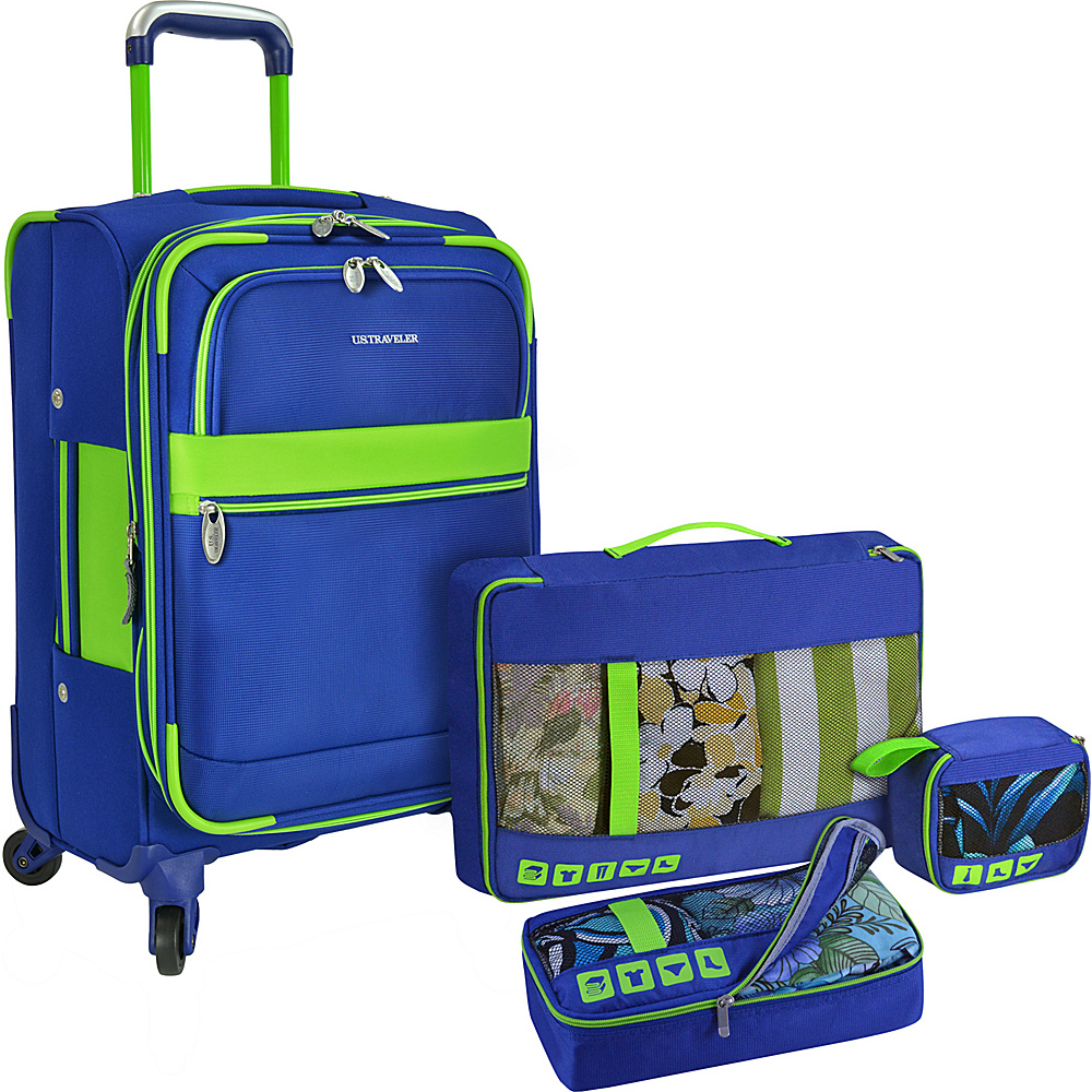 U.S. Traveler Alamosa 4 Piece Carry On Luggage Set Royal Blue U.S. Traveler Luggage Sets