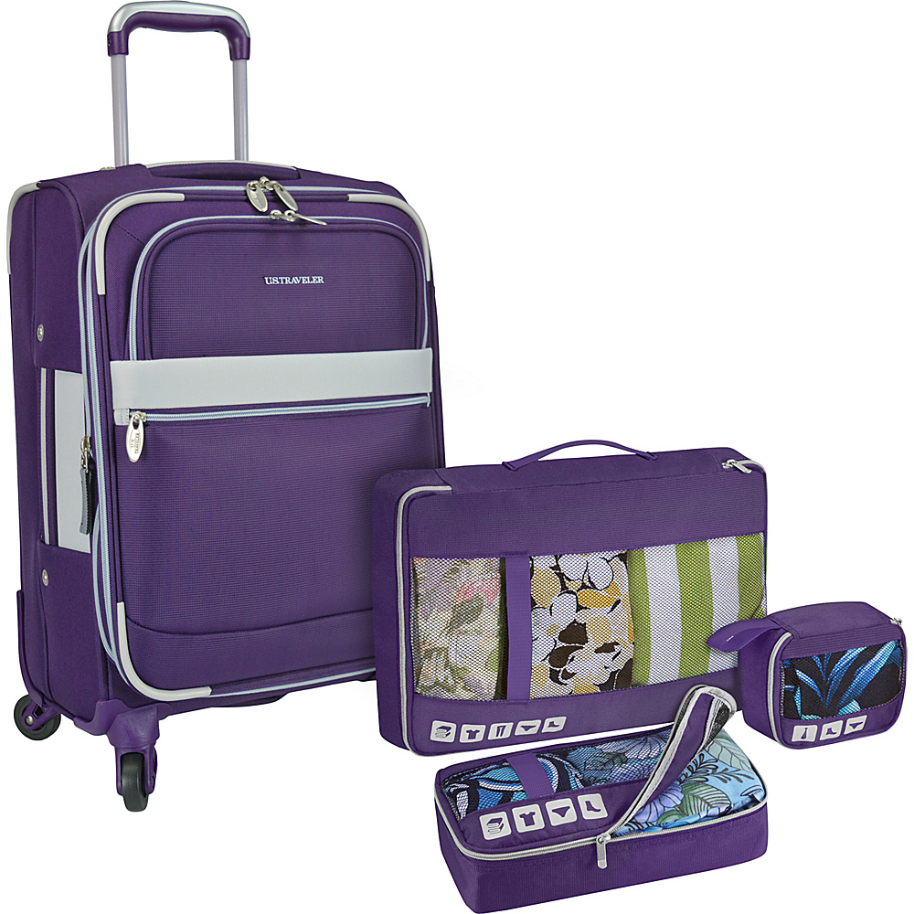 U.S. Traveler Alamosa 4 Piece Carry On Luggage Set Purple U.S. Traveler Luggage Sets