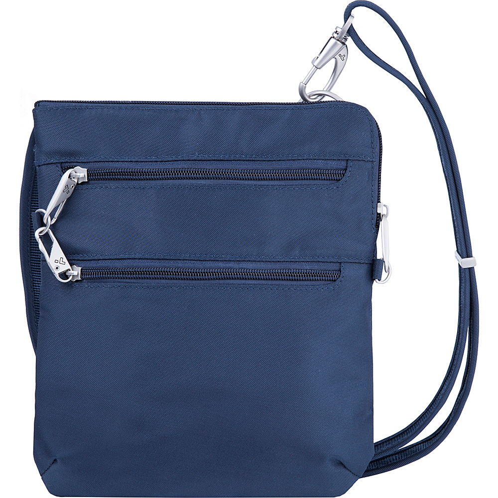 Travelon Anti Theft Classic Slim Double Zip Crossbody Bag Midnight Gray Travelon Fabric Handbags