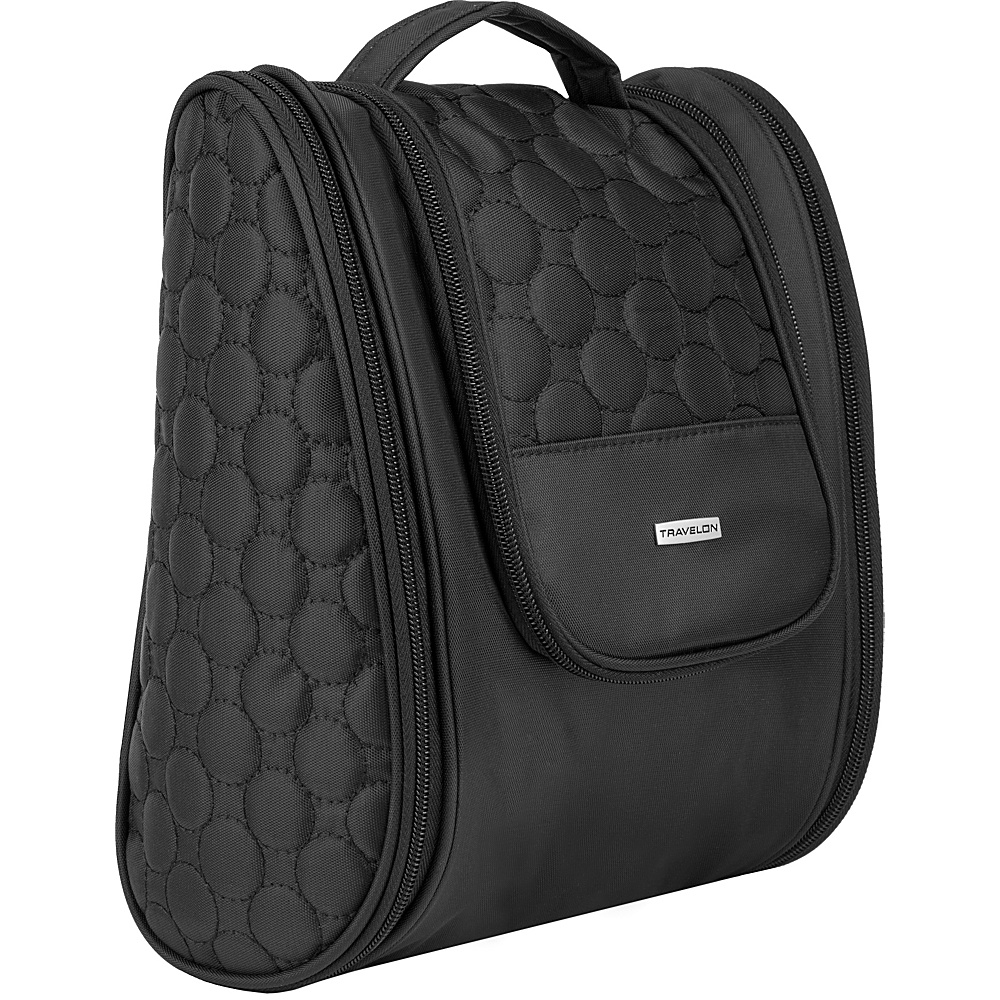 Travelon 3 Compartment Hanging Toiletry Kit Black Quilted Travelon Toiletry Kits