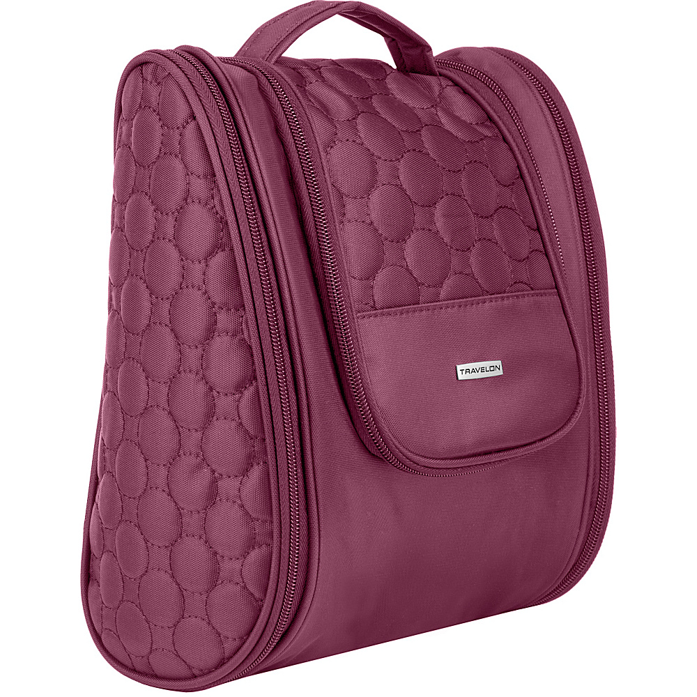 Travelon 3 Compartment Hanging Toiletry Kit Berry Quilted Travelon Toiletry Kits
