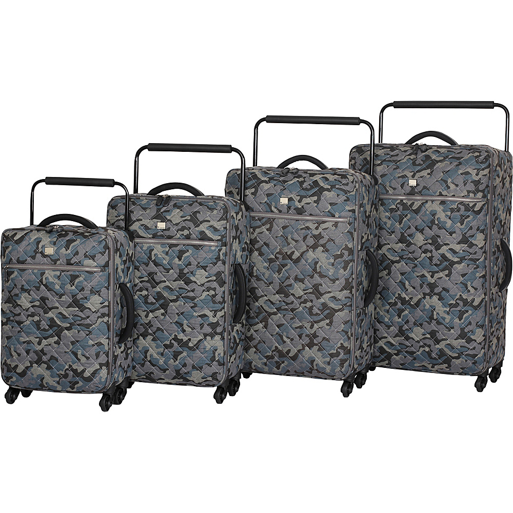 it luggage World s Lightest Quilted Camo 4 pc Spinner Set Warm Gray Camo Print it luggage Luggage Sets